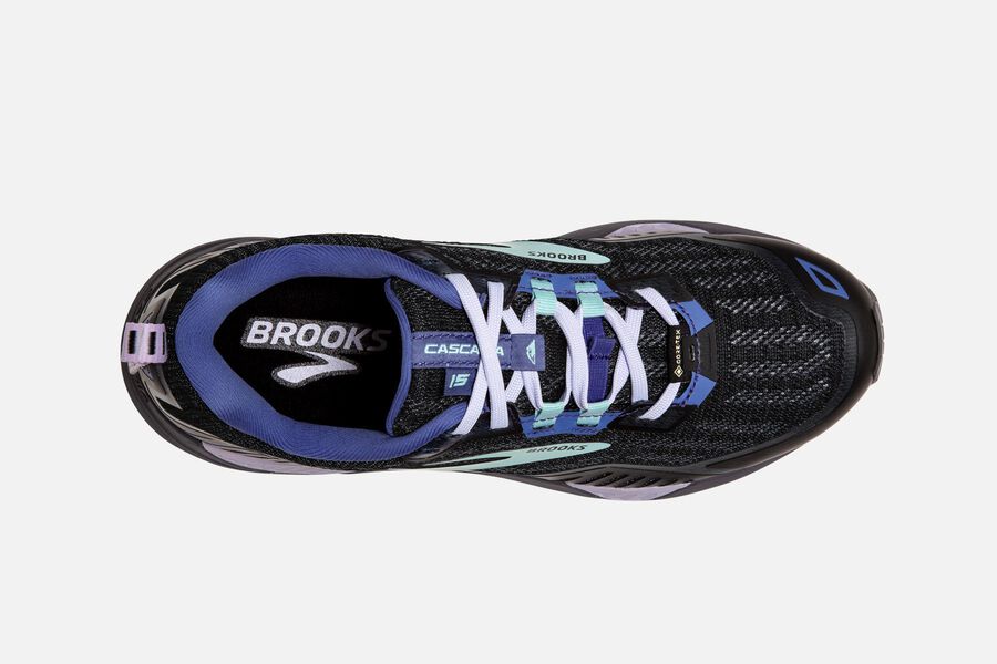 Brooks Cascadia 15 GTX Trail Running Shoes - Womens - Black/Blue - RY4870921